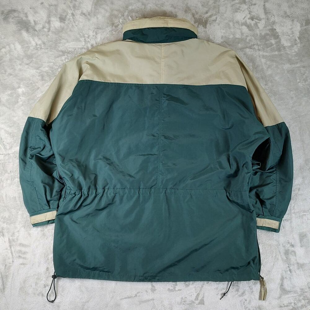 Men's Vinatage Athletic Works Dark Green and Beige Windbreaker Pullover Jacket - Picture 2 of 13